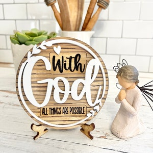 DIGITALER DOWNLOAD Mit Gott sind alle Dinge möglich Glaube / Christliche / religiöse Tablett Dekor / Schneidedatei Geschenk SVG, Kirche, Anbetung, Gott