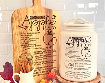 Apple pie recipe / fall / autumn engraving a cutting board / vinyl for canisters / cookie jars - svg cut file glowforge cricut silhouette