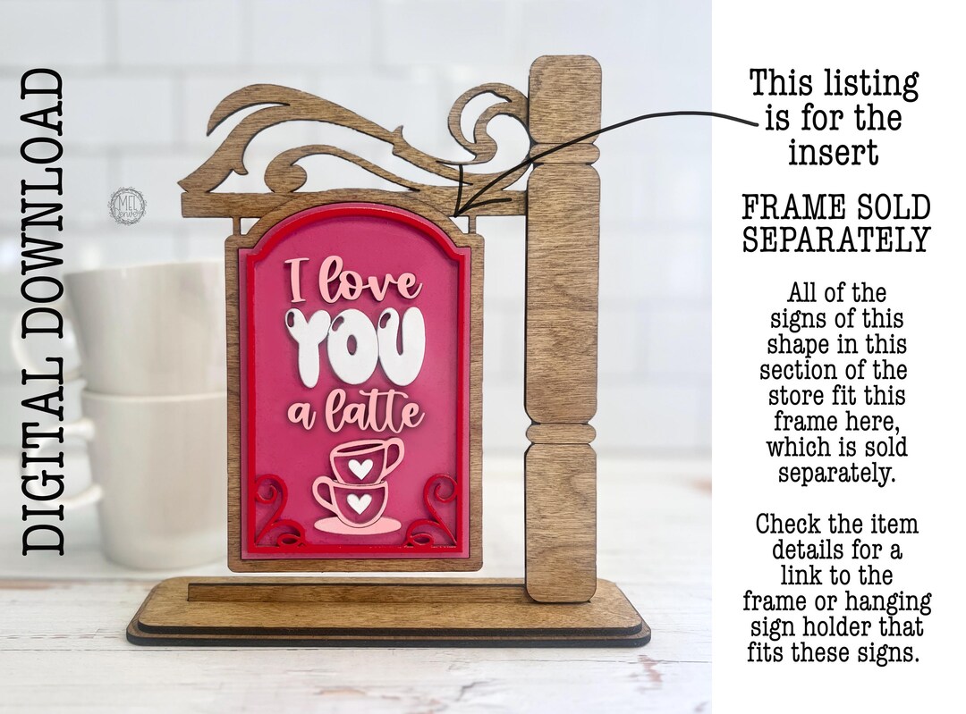 I Love You a Latte Coffee Bar Sign Insert SVG DXF (digital Download ...