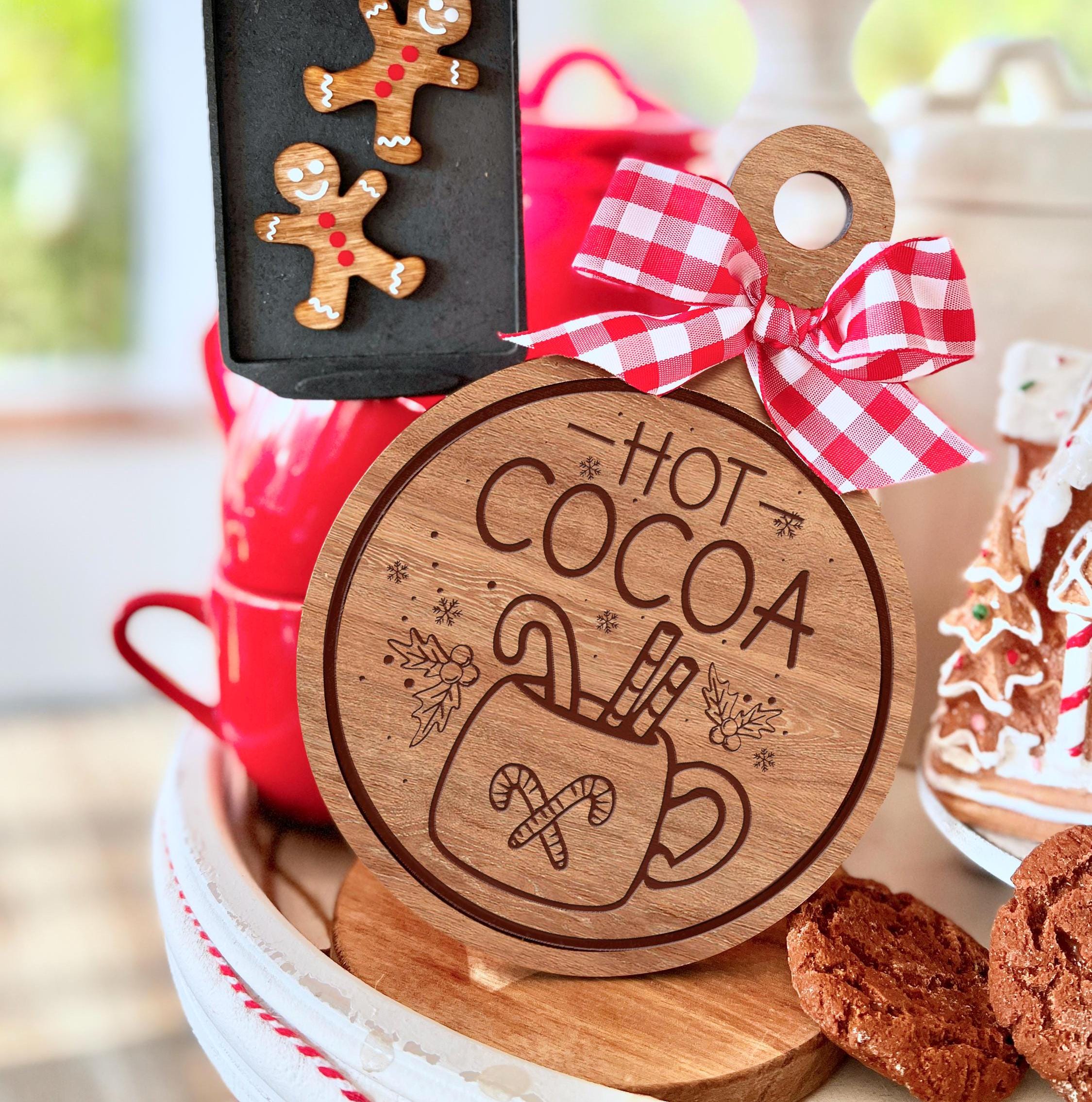 Hot Cocoa Cutting Board SVG: Christmas Decor Laser Cut File