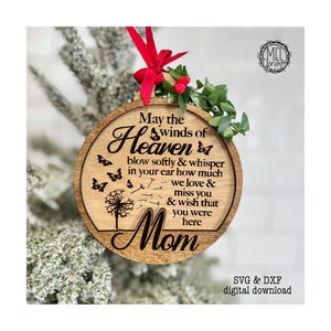 Ornement commémoratif de maman, arbre de Noël / police non incluse / Que les vents du ciel SVG DXF coupent les fichiers en téléchargement numérique