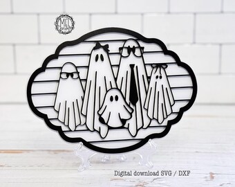 Ghost Family Photos SVG: Laser Cut Halloween Decor (Digital Download)