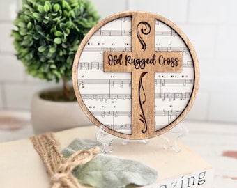 Download Faith / Christian / Catholic / Religious music decor / Hymn, glowforge, cricut, Silhouette laser cut file SVG DXF Old Rugged Cross