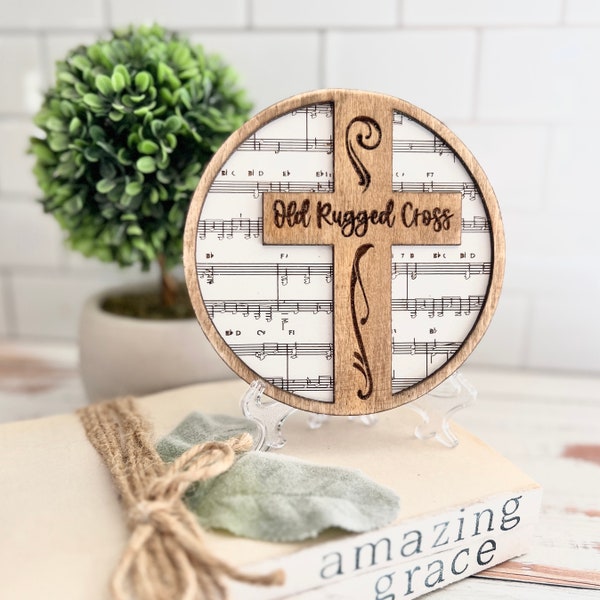 Download Faith / Christian / Catholic / Religious music decor / Hymn, glowforge, cricut, Silhouette laser cut file SVG 3D Old Rugged Cross