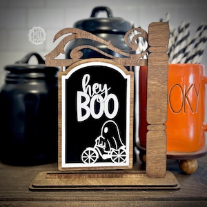 Hey Boo Ghost Halloween Sign SVG DXF (Digital Download) interchangeable