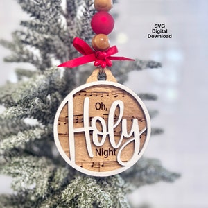 Ornament geloof / christelijk / katholiek / religieuze muziek / hymne, glowforge, cricut, silhouet lasergesneden bestand SVG 3D Oh Holy Night