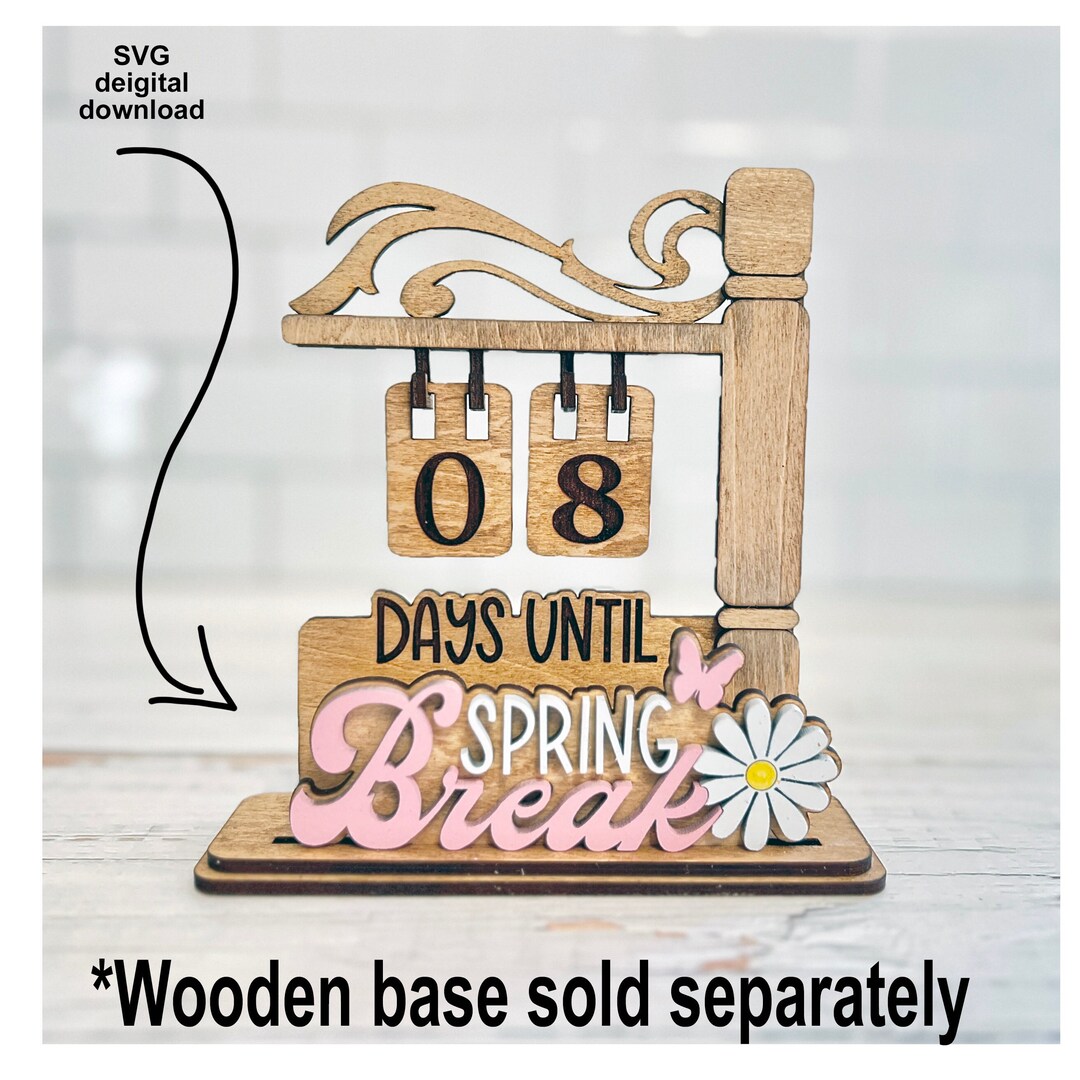 Countdown Plates Spring Break Plate for Interchangeable Countdown the Days, Stand Sold ...