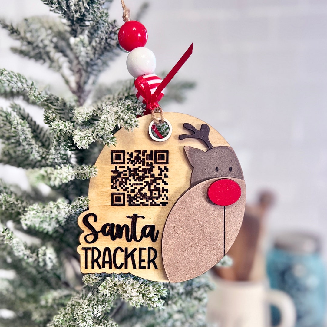 Christmas Santa Tracker QR Code Ornament With Adorable Reindeer Svg