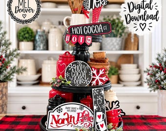 Hot Cocoa Tiered Tray SVG: Holiday Coffee Bar Decor (Digital Download)