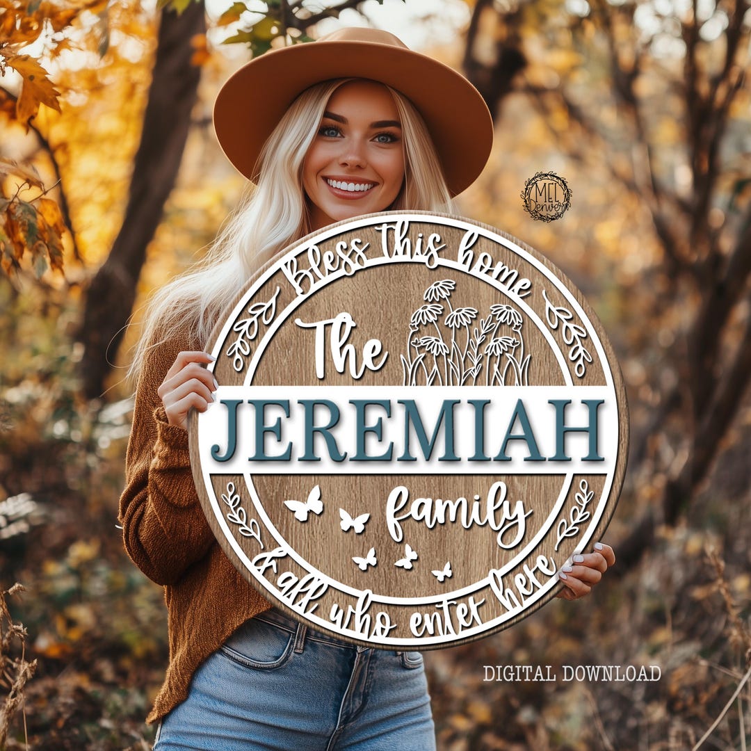 Custom Family Name Round Door Hanger Laser Cut File (digital Download ...