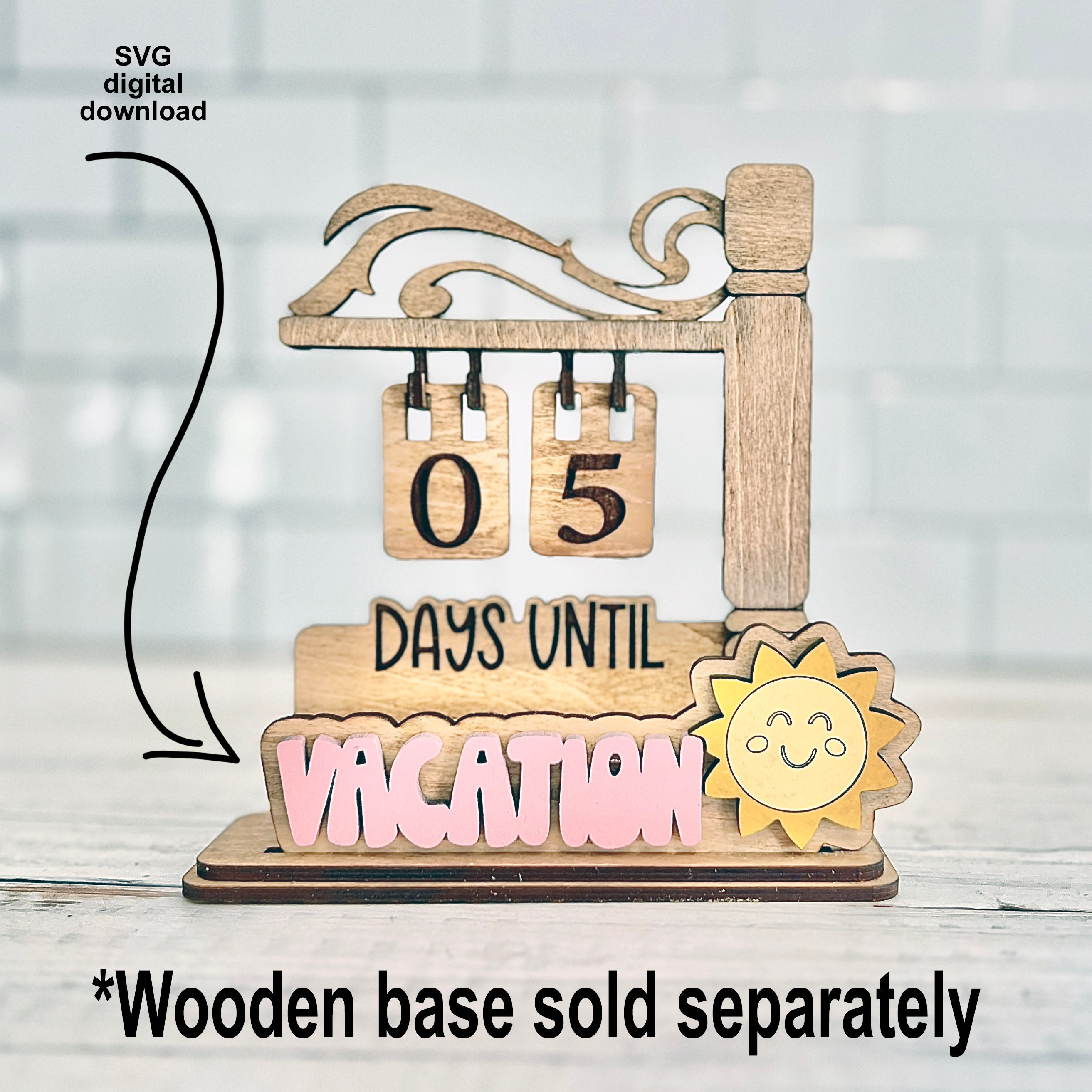 Countdown Plates Vacation Countdown Plate for Interchangeable Countdown the Days, Stand ...