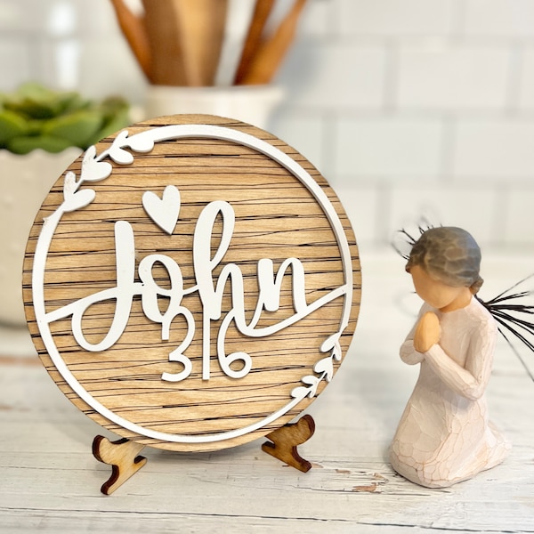 John 3:16 Faith / Christian / Catholic / Religious tiered tray decor / laser engrave gift cut file SVG 3D Easter, Church, Worship, God