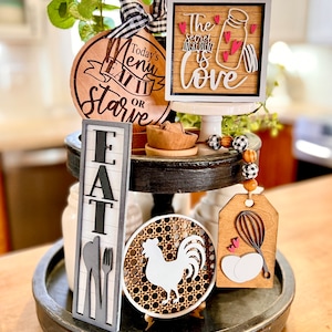 Küche Tiered Tablett Set Muttertag Mom Geschenk svg schnitt Datei für Laser, Glowforge. Schnitt geprüft.  Landhaus Küche / Esszimmer Dekor