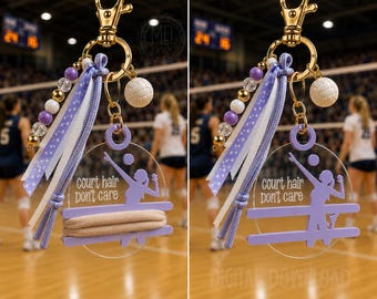 Court hair don't care, bag charm hair tie holder volleyball Laser ready File (Digital Download)