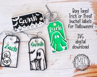 Personalized Halloween Trick or Treat Tags: Custom Name SVG DXF PNG Files