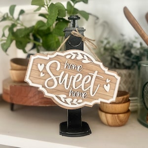 Plaque suspendue Home Sweet Home, cadeau fête des mères, cadeau pour maman, cadeau pour elle, forge luminescente, fichiers laser, pilier d'enseigne SVG DXF vendu séparément