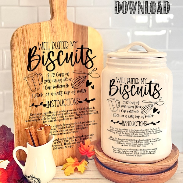 Biscuits recipe graphic for canister / cutting board / engraving / vinyl  / gift kitchen decor - svg cut file glowforge cricut silhouette