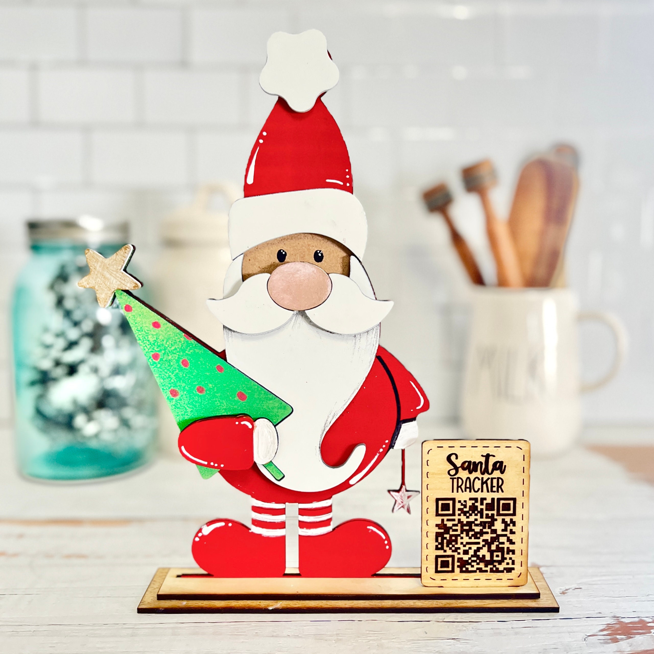 Christmas Santa Tracker QR Code Shelf Sitter - Svg Laser Cut File