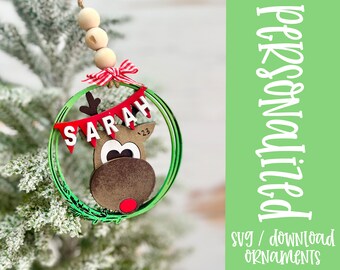 Etiquetas para regalo con adornos navideños personalizados, etiquetas para calcetines, adornos personalizados, fuente no incluida. Archivos SVG para cortar con láser / Glowforge SVG