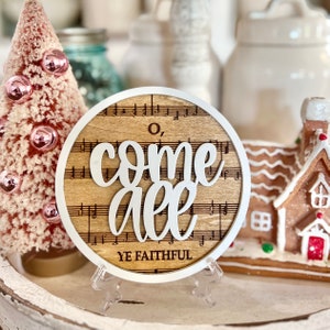 DOWNLOAD Geloof / christelijk / katholiek / religieus muziekdecor / kerstlied, glowforge, lasergesneden bestand SVG 3D O Come All Ye Faithful