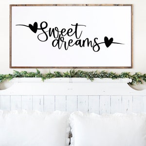 Ferme de Sweet Dreams au-dessus du lit, art mural de la chambre principale, silhouette, cricut, vinyle, fichier de coupe numérique laser SVG Glowforge