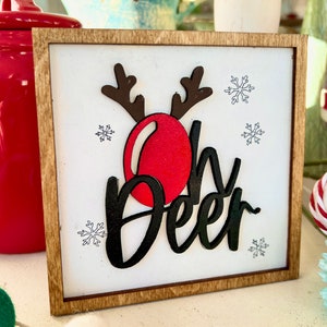 File di taglio laser 3D per Natale Oh Deer, renna invernale vassoio a più livelli cartello decorazione camino svg dxf per laser / Glowforge