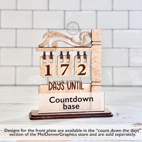 Interchangeable countdown the days 5" x 5" laser ready DOWNLOAD 3 digit count