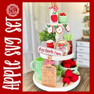 Automne / automne Apple farm / ensemble de fichiers de plateau à plusieurs niveaux pour la cueillette des pommes ensemble de plateaux à plusieurs niveaux fichier de découpe laser SVG / glowforge, téléchargement numérique 3D