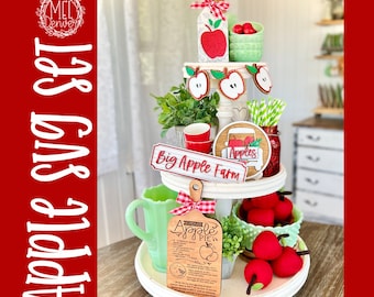 Fall / AUturmn Apple farm / apple picking tiered tray file set tiered tray set SVG cut file laser cutter / glowforge, 3D digital download
