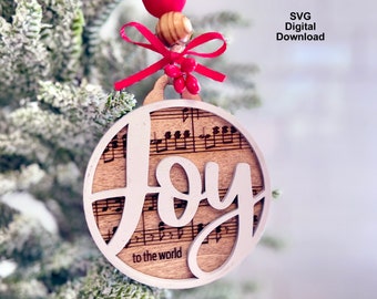 Joy to the World Ornament SVG: Christian Hymn Laser Cut File (Digital Download)