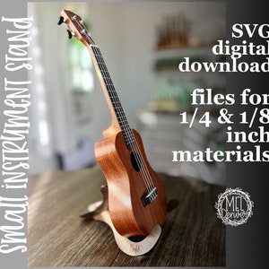 Kleine instrumentenstandaard, ukelele, viool, altvioolstandaard svg gesneden bestanden voor laser / Glowforge, digitale download opvouwbaar, muziektas, gigbag
