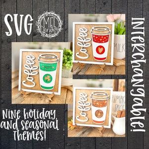 Interchangeable coffee bar starbucks cup sign file for all seasons and holidays SVG laser digital cut file Glowforge & other cutters