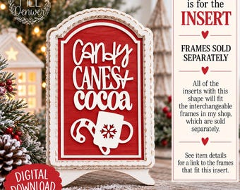 Candy Canes and Cocoa Sign Insert: Christmas Winter SVG DXF (Digital Download) interchangeable  / frames sold separately