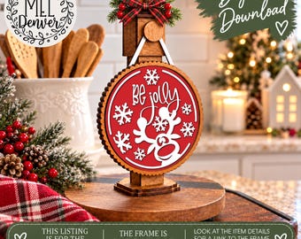 Be jolly Christmas / reindeer insert for Interchangeable pillar frame, frame sold separately - digital download, laser ready