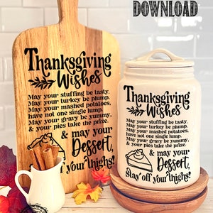 Thanksgiving recipe graphic for canister / cutting board / engraving / vinyl  / cookie jars - svg cut file glowforge cricut silhouette