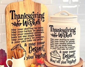 Thanksgiving recipe graphic for canister / cutting board / engraving / vinyl  / cookie jars - svg cut file glowforge cricut silhouette