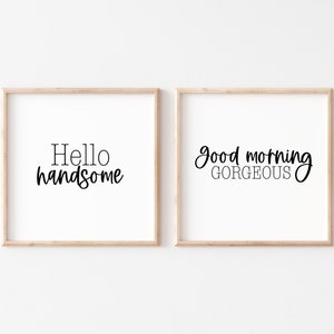 Hola guapo, buenos días, hermoso letrero para baño de casa de campo, silueta, cricut, vinilo, archivo de corte digital láser SVG Glowforge