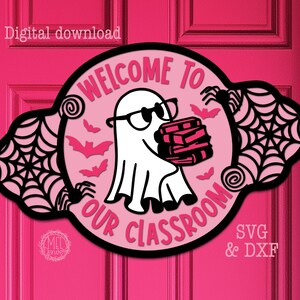 Klassenzimmer Geist Holzschild: Herbst Halloween Dekor (SVG DXF Digital Download