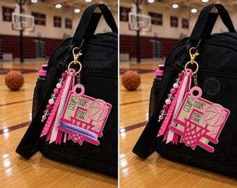 Court hair don't care, bag charm hair tie holder basketball team Laser ready File (Digital Download)