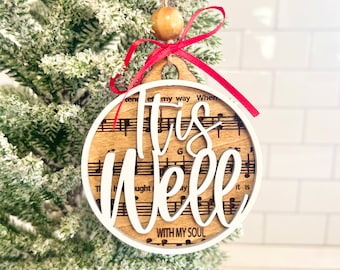 Ornament Faith / Christian / Catholic / Hymn / Religious music, glowforge, cricut, Silhouette laser cut file SVG It is Well with my Soul