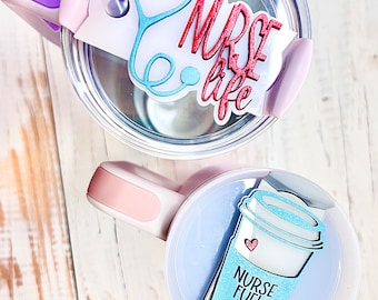 SVG cut file 20 30 40oz size Tumbler Nurse Tag | gift for tumbler lid | Name Plate | Stanley Tumbler gift nurse gift download