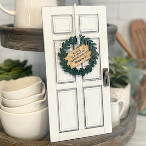 Deurkrans en bord "Knock & it zal worden geopend voor jou" Geloof / christelijk / religieus decor / lasercadeau gesneden bestand SVG, kerk, aanbidding