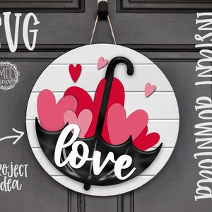 Amor redondo guarda-chuva sinal porta cabide bandeja em camadas decoração para o dia dos namorados/casamento download digital svg arquivo laser Glowforge