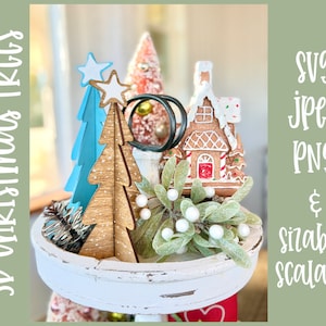 3D Laser geschnitten Weihnachtsbaum-Datei für 1/8 "Material Winter Tiered Tablett sstellbar / skalierbare SVG-Schnittdateien für Laser / Glowforge-Schnitt getestet 3D