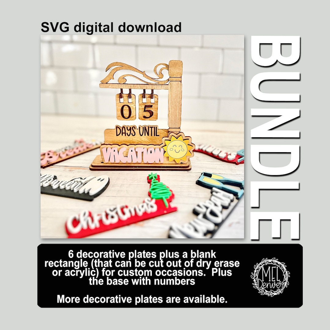 Countdown Bundle, 6 Decorative Plates for Interchangeable Count Down