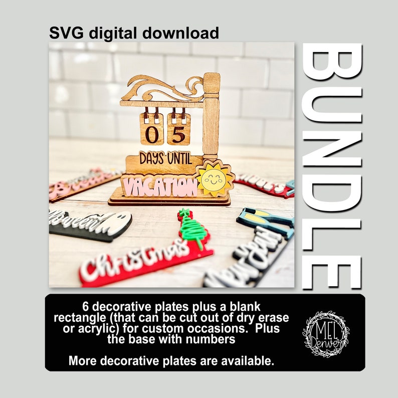 Countdown Plates Countdown Bundle, 5 Decorative Plates for Interchangeable Count Down ...