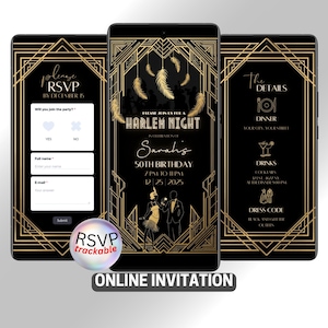 Invito di compleanno Art Déco Harlem Night: invito Web mobile (digitale)