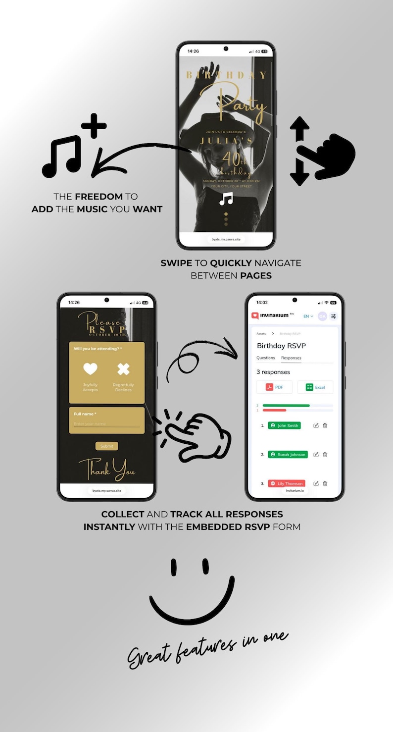 Interactive Birthday Mobile Invitation | With Music and RSVP Tracker ...