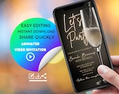 Champagne Birthday Video Invitation: Digital Evite for Phone (Any Age)