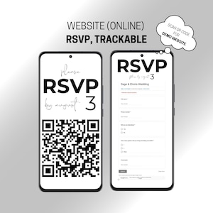 Online Wedding RSVP Page with QR Code – Online RSVP Form, Trackable Electronic Rsvp Link, Custom Wedding Rsvp Website